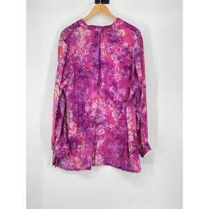 Soft Surroundings Tie Dye Purple Pink Tunic Top‎ Size 1X Artsy Boho Colorful